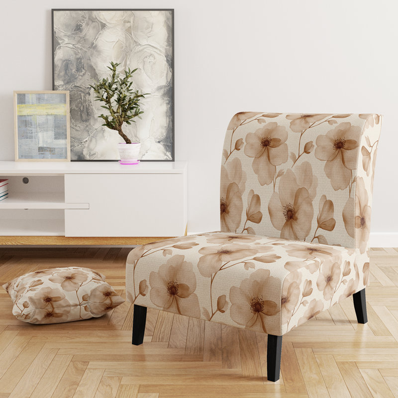 Fauteuil de chambre d'appoint vintage - pétales sépia, Pantoufle sans accoudoirs