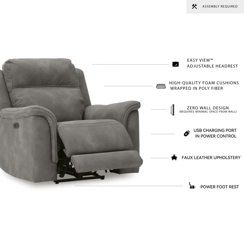 Fauteuil inclinable électrique en similicuir Gordils, Similicuir gris ardoise