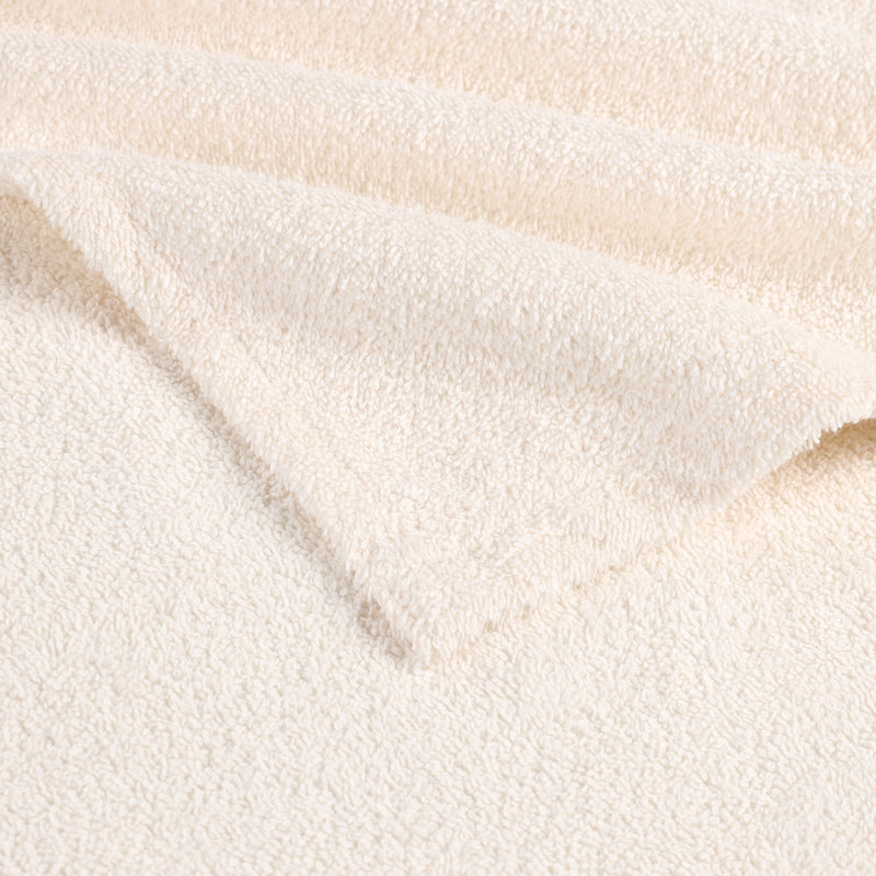 Serviettes de bain unisexes courtes en ratine de coton pour enfants avec poches et capuchon Extli, P / M, Ivoire