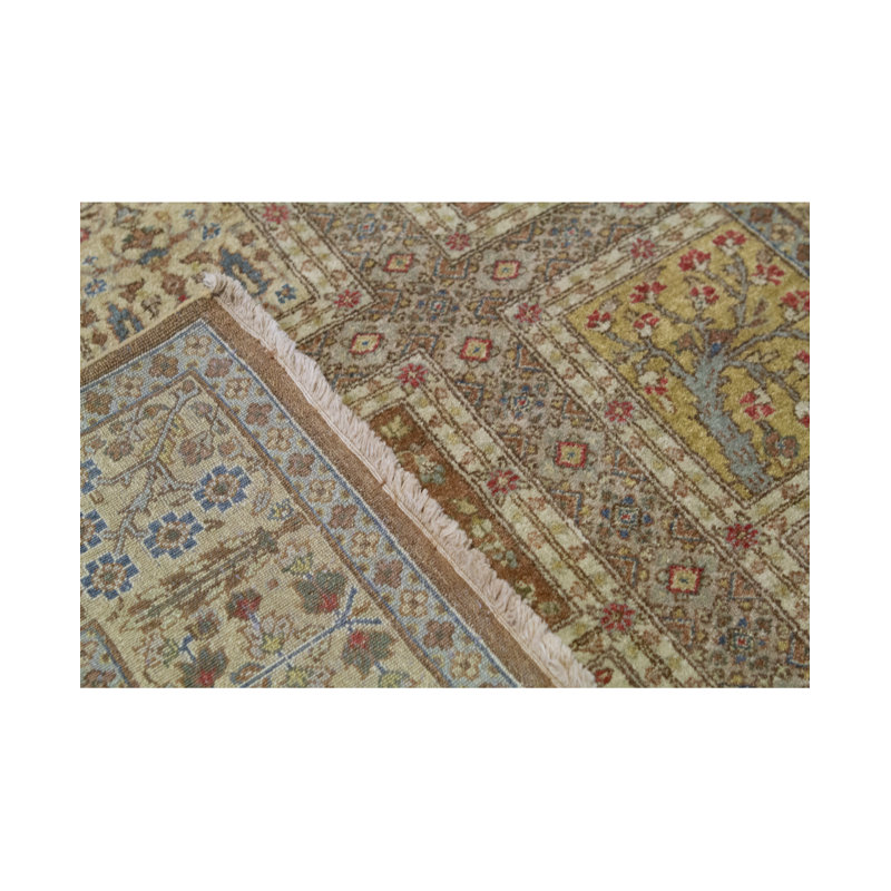 Tapis beige et multicolore de haute qualité noué à la main
