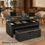 Ensemble de table basse à plateau relevable, table basse multifonctionnelle de 40 po avec banc repose-pieds sur roulettes et compartiment caché, table centrale avec banc pour le salon-1925025188