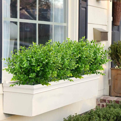 30 faisceaux de buis artificiels d'extérieur résistants aux rayons UV, verdure en plastique artificiel pour les plantes suspendues à l'intérieur et à l'extérieur