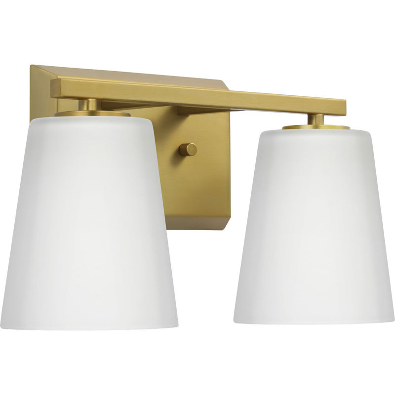 2 - Light Dimmable Vanity Light, White, Brushed Gold