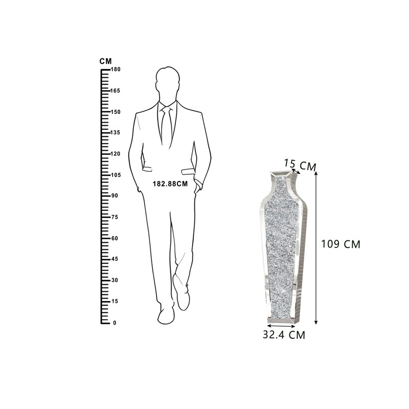 Jasmic Glass Flower Tall Vase Crystal Room Decor, 109cm H × 32.4cm W × 15cm D