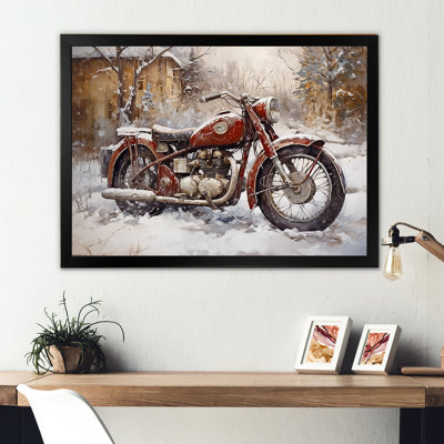 Vélo rouge rustique en hiver