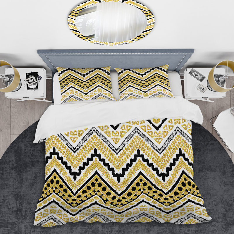 Ensemble de housse de couette en microfibre jaune / gris 3 pièces