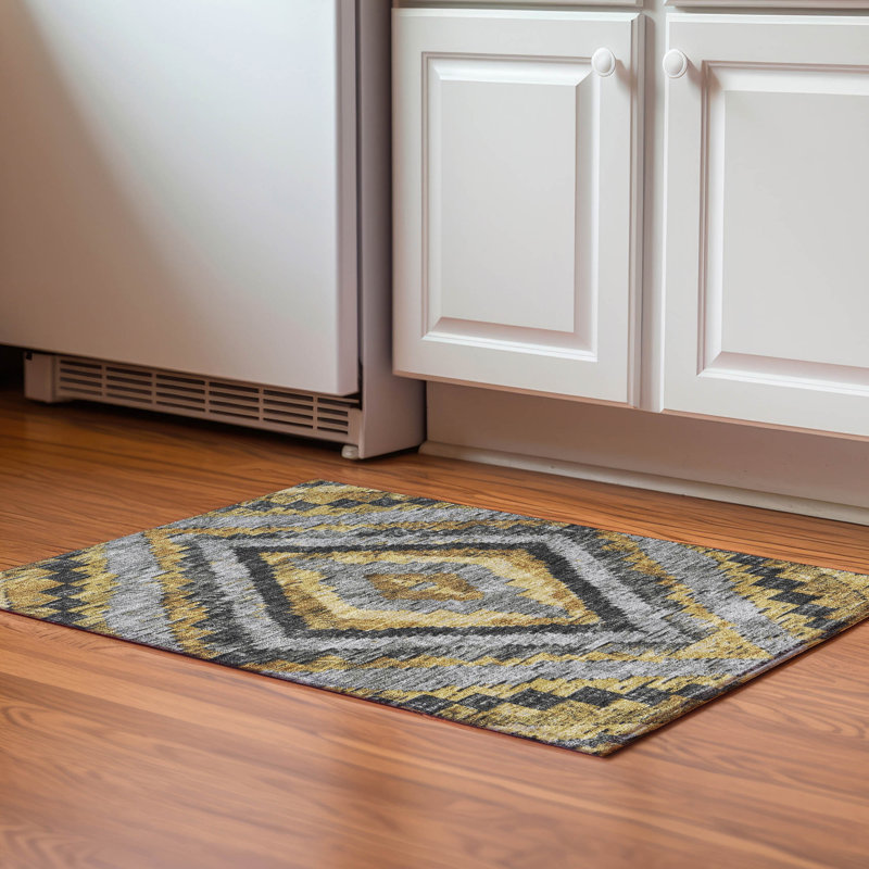 Premium Machine Washable Mayfield AMF1890 Aztec Rug, Rectangle 1'8" x 2'6"