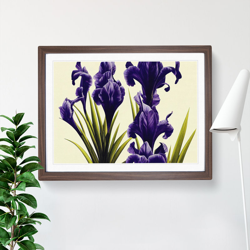 Desirable Iris Flowers 1 Piece Single Picture Frame Painting, 34cm H x 46cm W x 2cm D, Walnut
