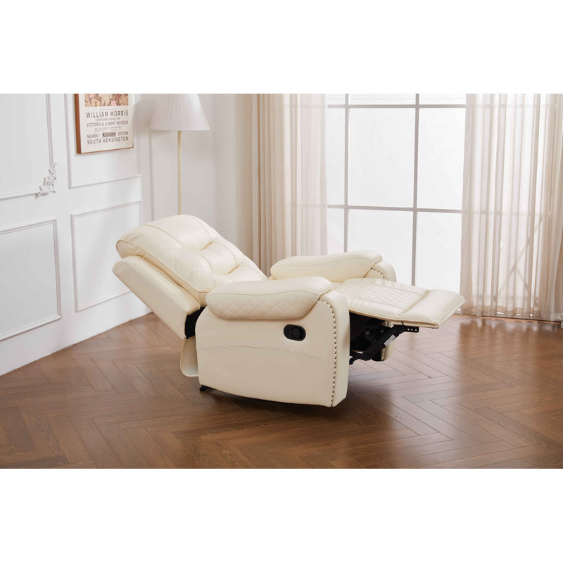 Adele 40.9'' Wide Modern Super Soft Faux Leather Manual Standard Recliner, Beige