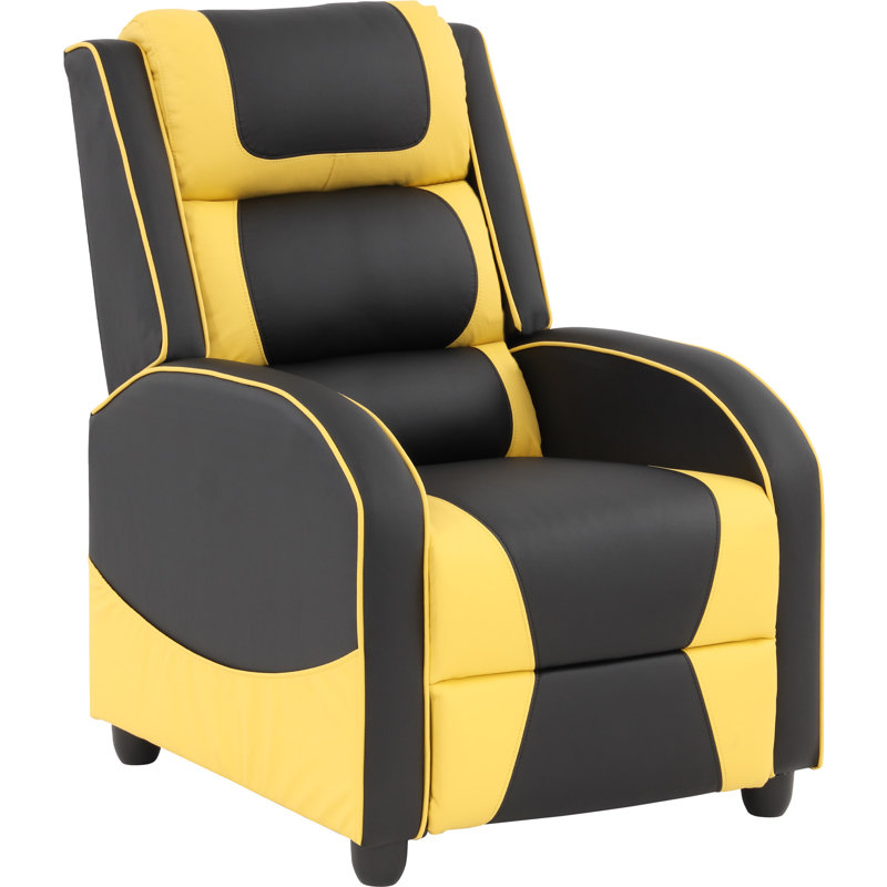 Kennicott Faux Leather Recliner, Yellow Faux Leather