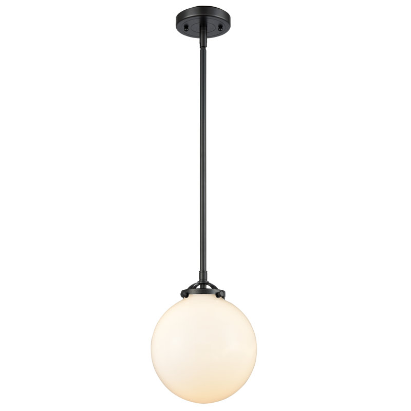 Luminaire suspendu sphère 1 lumière Zarmayr, Blanc mat, DEL, Bronze huilé