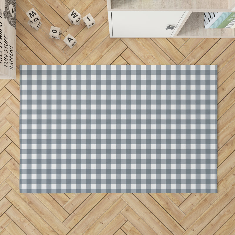 Proper Gingham Kids Play Mat, Blue, Rectangle 2' x 3'