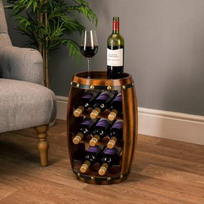 Lopezville Floor Wine Bottle & Glass Rack Brown