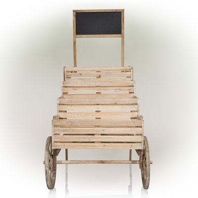  59" Tall Indoor/Outdoor Wooden Cart Plant and Display Stand 