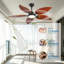 52-Inch Solid Wood Tropical Palm Leaf Ceiling Fan