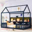 Lit simple avec lumière DEL, lit maison en bois avec bibliothèque de rangement, lit maison au sol-1748932240