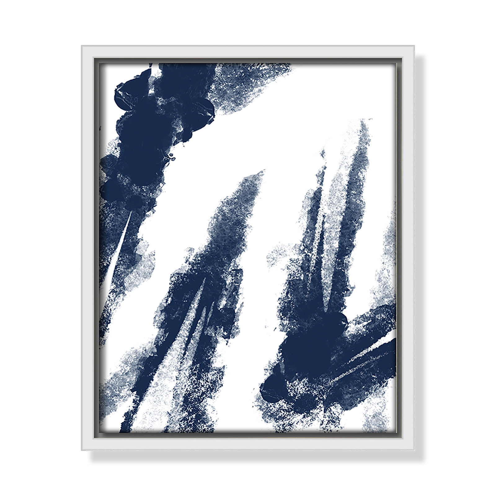 Ferne "Navy Striking Seams 2" Print, White Framed Canvas, 11.5" H x 9.5" W x 2" D