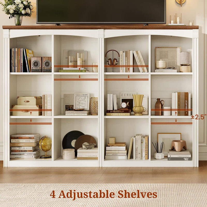 Étagère de rangement à 12 cubes, tablette moderne à 3 niveaux avec tablettes réglables, présentoir sur pied pour la maison ou le bureau, noyer et blanc