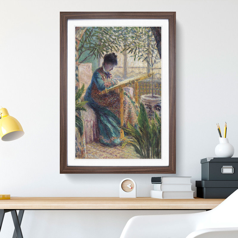 Madame Monet by Claude Monet - Picture Frame Painting, Walnut Framed, 65cm H x 48cm W x 2cm D