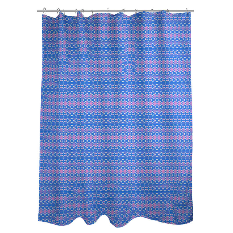 Rideau de douche simple hexagonal classique, Diamond and Lattice, Blue/Purple/White Geometric 2