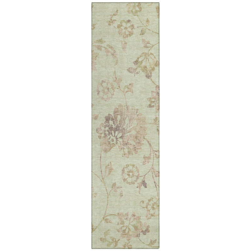 Charysse Washable Floral Indoor / Outdoor Rug, Runner 2'3" x 7'6"