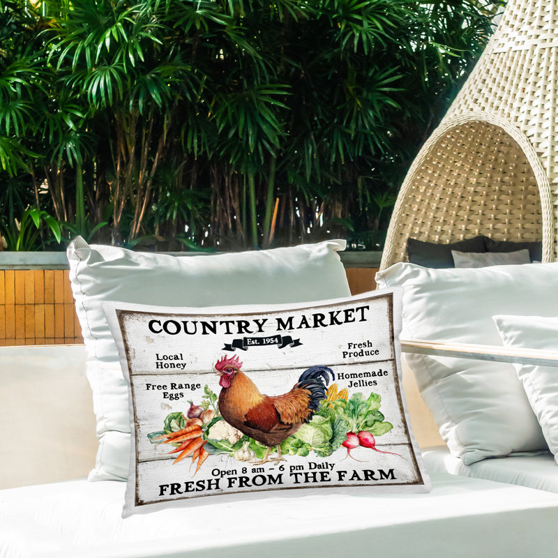 Coussin d'extérieur à imprimé champêtre Country Market par Creatif Belle