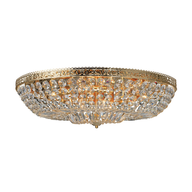 Rosenberg Machine Cut Crystals Of Brilliant Quality Flush Mount, Gold