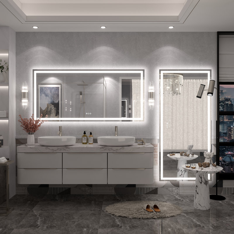 Miroir de salle de bain Molly Framelss, 60 po x 28 po, Transparent