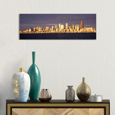 City Viewed From Alki Beach, Seattle, King County, Washington State, USA 2010 #2 - Wrapped Canvas Panoramic Print