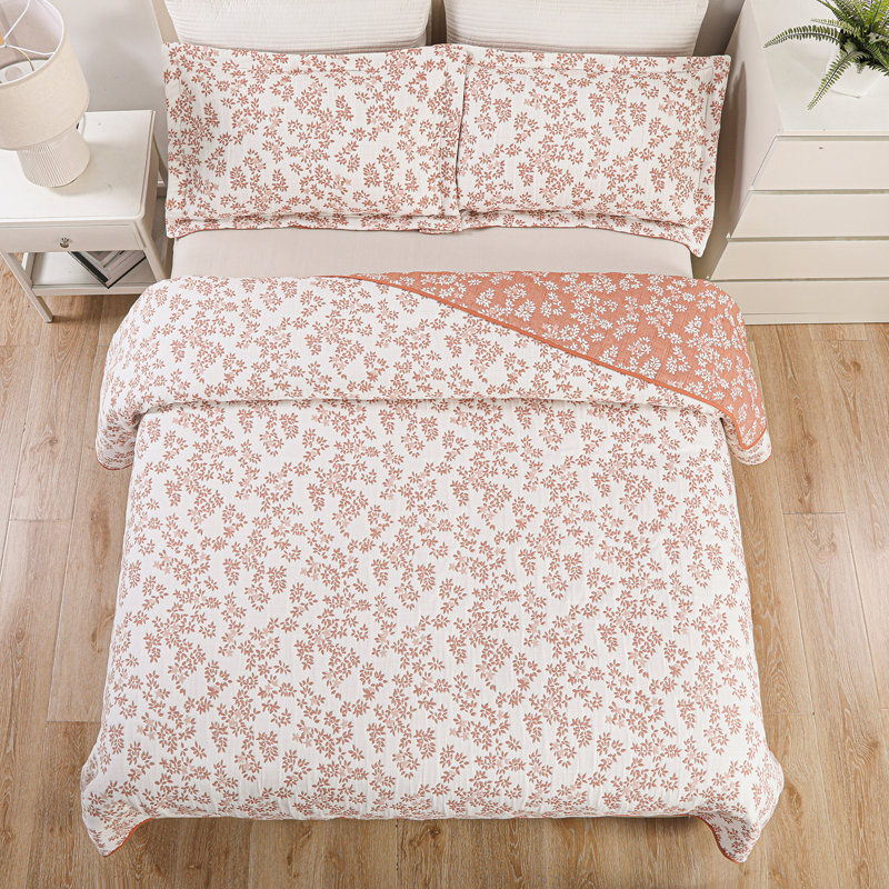 Ensemble de courtepointe brodée d'été 2 pièces Marina Soft Home, Courtepointe simple + 1 taie décorative standard