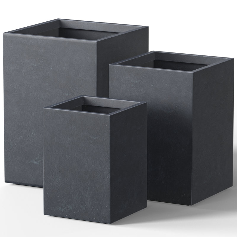 Ineshia Handmade Planter Box, Granite Gray