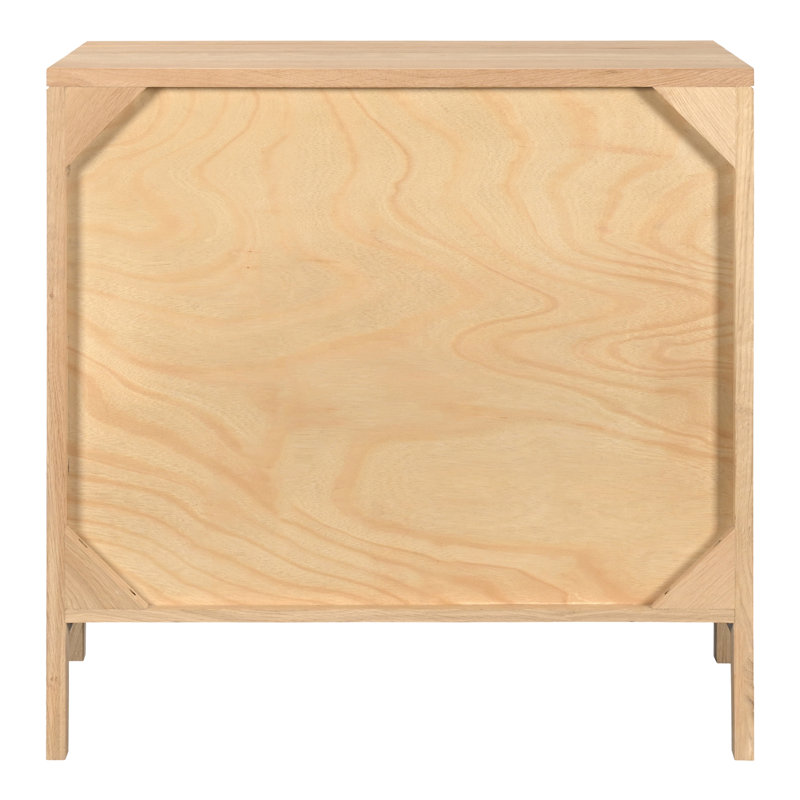 Tomiya Natural Oak 3-Drawer Nightstand with Shutter Facade