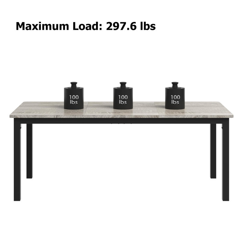 70.8 Inch Long Dining Table For 6-8 People, Gray