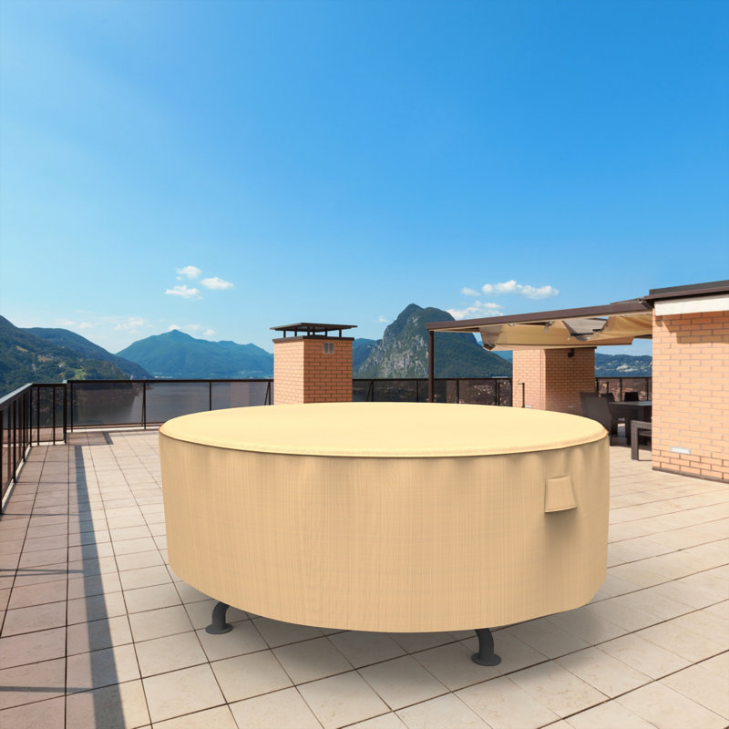 Housse pour table de patio Eduardo, H 28 po x l 72 po x P 72 po, Brun clair