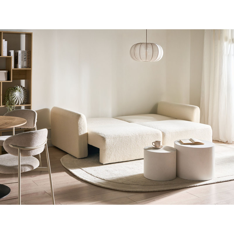 3 Seater Reclining Sleeper, White Boucle 