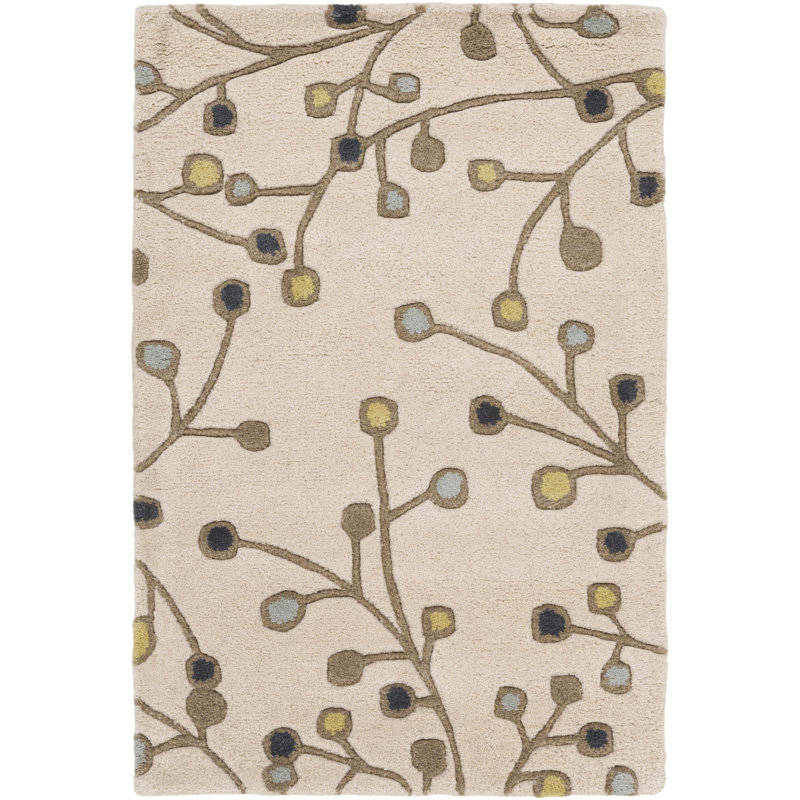 Elsberry Hand Tufted Wool Floral Indoor Rug, Rectangle 2' x 3'