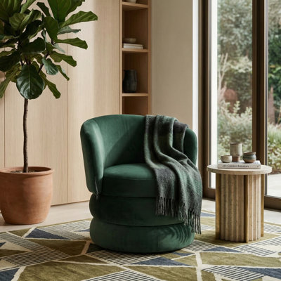 Upholstered Swivel Barrel Chair