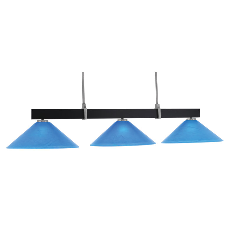Bar 3 lumières Raheemah Wellington, Bleu, H 10,25 po x l 16 po x P 16 po, Noir mat / graphite