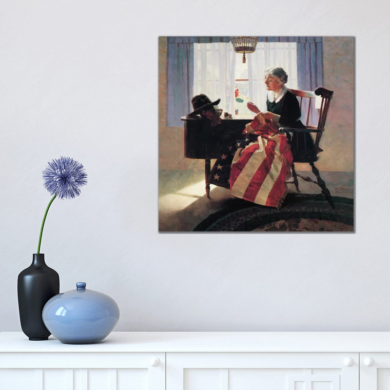 Mending The Flag by Norman Rockwell - Wrapped Canvas Painting, 66.04 cm H x 66.04 cm W