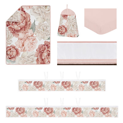 Blush Pink Boho Shabby Chic Floral Girl Sweet Jojo Designs 6p Crib Bedding +BreathableBaby Breathable Mesh Liner 