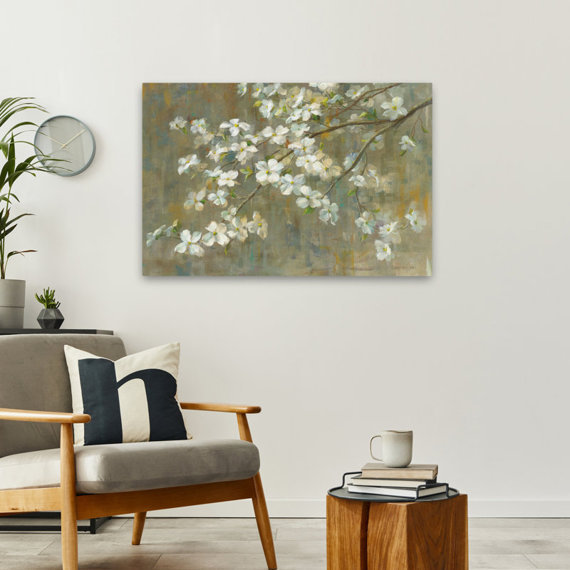 Fleurs et branches de cornouiller au printemps, H 24 po x l 36 po