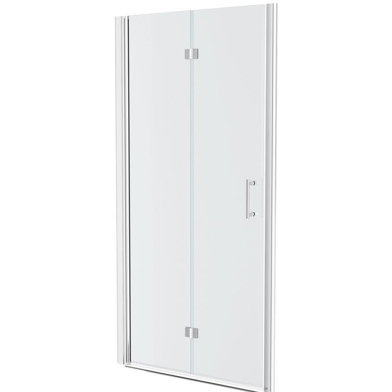Porte de douche l 30 po x H 72 po avec fonction pliable, passage d'eau en verre trempé, espace, porte à trait réglable, caractéristique de sortie
