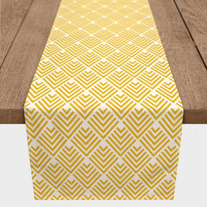 Chemin de table Doster, 90 po x 16 po, Jaune, Géomestrique 7