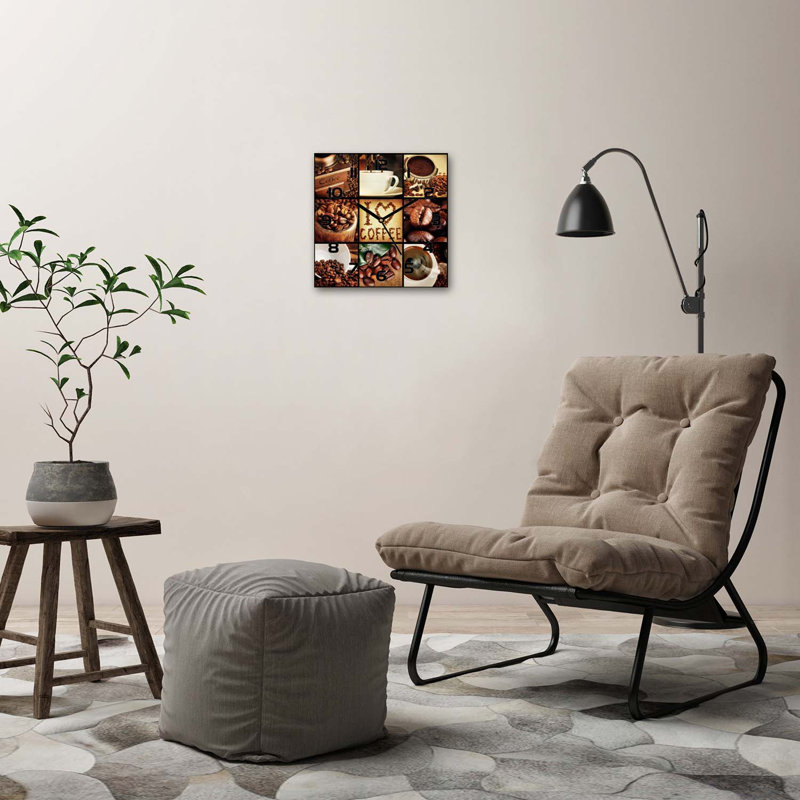 Glass Wall Clock, White/Brown