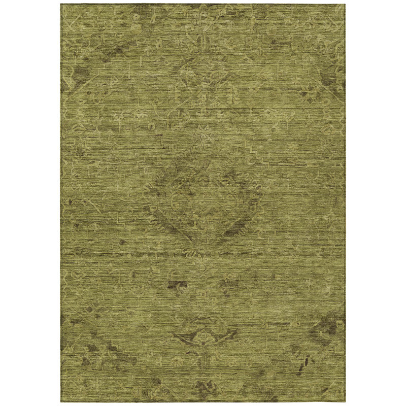 Machine Washable Indoor/Outdoor Chantille ACN1111 Olive, Rectangle 2'6" x 3'10"