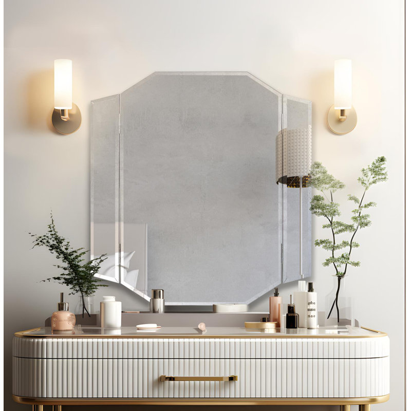 Ohemaa Contemporary Bi-Fold Curved Vanity Mirror