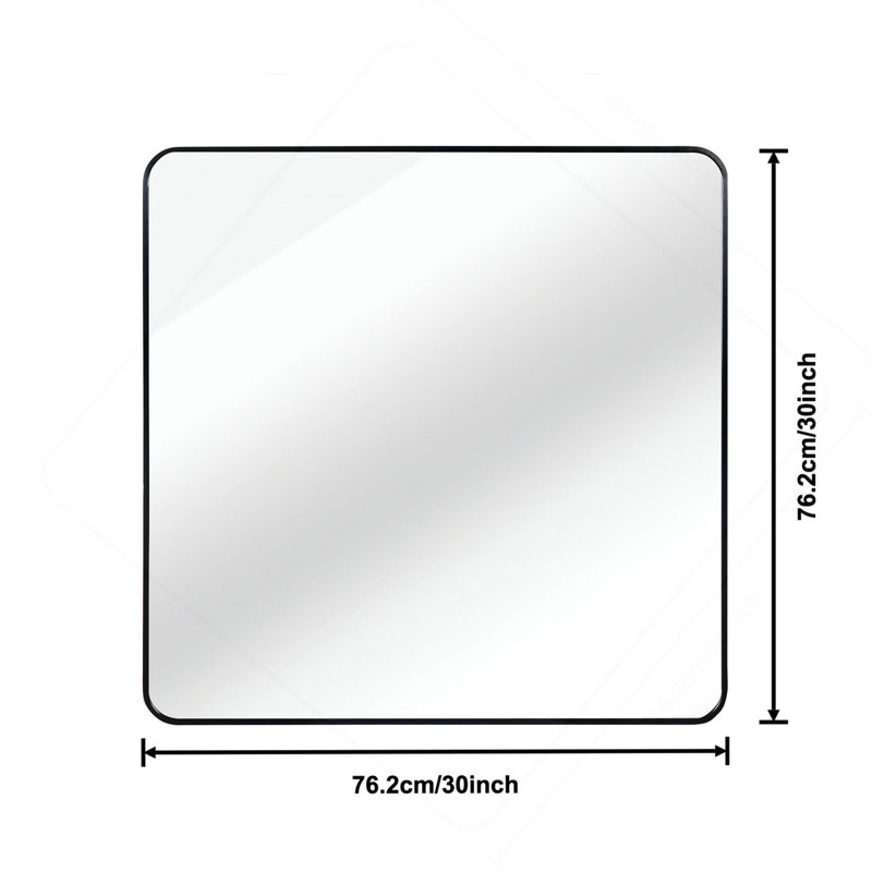 Miroir carré mural en métal pour salle de bain., Noir, Métal métal
