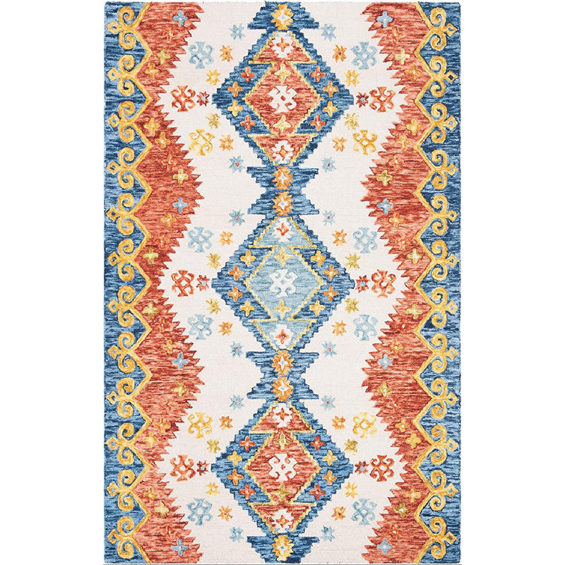 Deyoung Hand Tufted 0.8 Wool, 0.1 Cotton, 0.1 Latex Southwestern Rug, Rectangle 4' x 6'