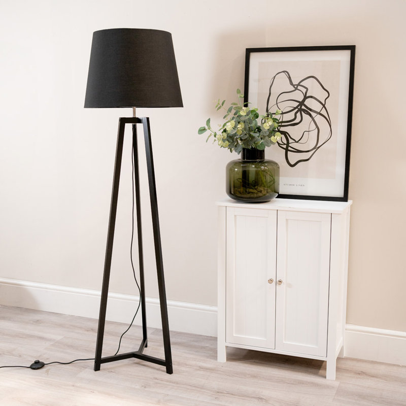 Rhavyn 148cm Traditional Floor Lamp, Matte Black, Black
