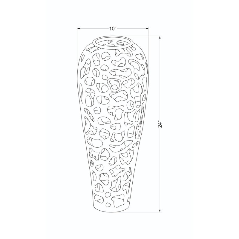 Vase décoratif Natalyia, Or, H 24 po x l 10 po x P 10 po
